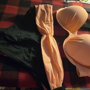 SHEIN Black and Peach Bikini Set